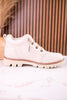 Shimmering Faux Suede Ankle Boots With Rhinestone Laces - Whiskey Skies - VERY G