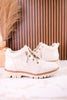 Shimmering Faux Suede Ankle Boots With Rhinestone Laces - Whiskey Skies - VERY G