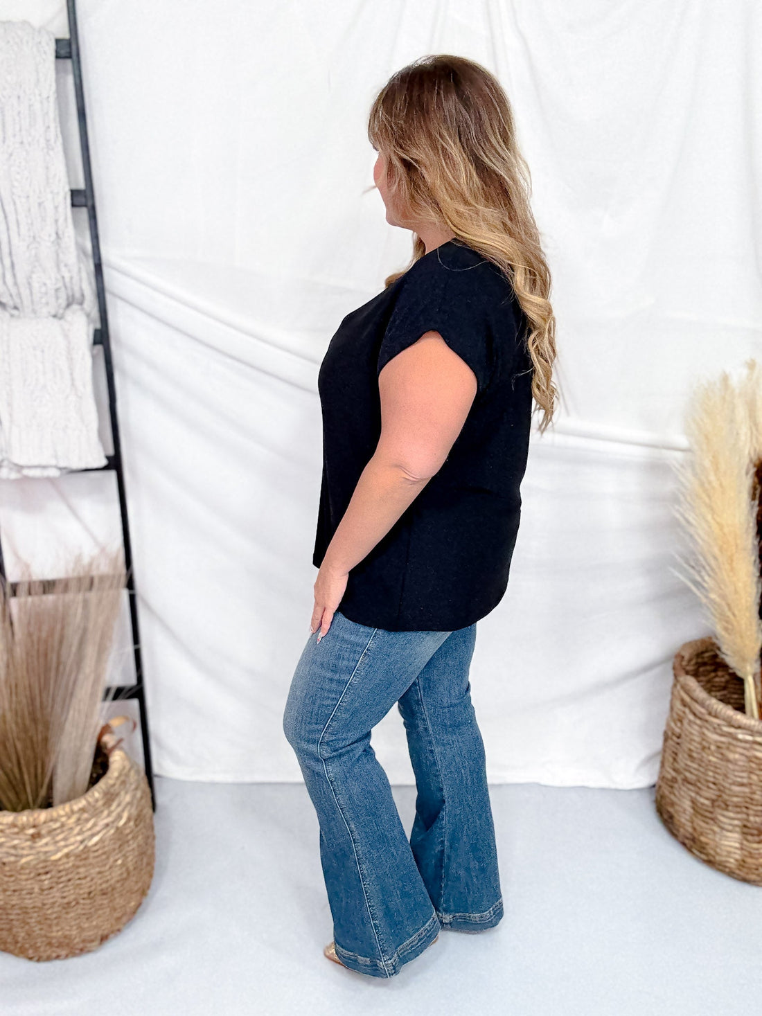 Shimmery Black Round Neck Top With Cap Sleeves - Whiskey Skies - SEW IN LOVE