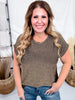 Shimmery Bronze Top With Cap Sleeves & Round Neckline - Whiskey Skies - SEW IN LOVE