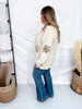 Shimmery Sand Sweater With Gold Sequin Snowflakes - Whiskey Skies - WHITE BIRCH