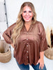 Shimmery Sparkling Button Front Top In Cocoa - Whiskey Skies - DAVI & DANI