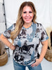 Short Rolled Sleeve Western Print Tunic Top - Whiskey Skies - 2 FLY CO.