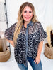Short Ruffle Sleeve Leopard Chiffon Top - Whiskey Skies - SEW IN LOVE