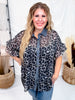 Short Ruffle Sleeve Leopard Chiffon Top - Whiskey Skies - SEW IN LOVE