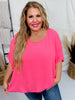 Short Sleeve Barbie Pink Poncho Like Dolman Sleeve Top - Whiskey Skies - ANDREE BY UNIT