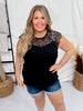 Short Sleeve Black Trim Lace Top - Whiskey Skies - SEW IN LOVE