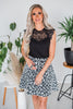 Short Sleeve Black Trim Lace Top - Whiskey Skies - SEW IN LOVE