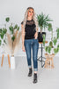 Short Sleeve Black Trim Lace Top - Whiskey Skies - SEW IN LOVE
