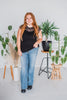 Short Sleeve Black Trim Lace Top - Whiskey Skies - SEW IN LOVE