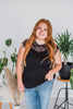 Short Sleeve Black Trim Lace Top - Whiskey Skies - SEW IN LOVE