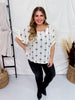 Short Sleeve Bow Print Top - Whiskey Skies - EE:SOME