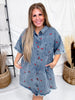 Short Sleeve Denim Dress With Cherry Embroidery - Whiskey Skies - SEW IN LOVE