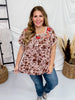Short sleeve floral print embroidered top - Whiskey Skies - ANDREE BY UNIT