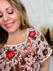 Short sleeve floral print embroidered top - Whiskey Skies - ANDREE BY UNIT