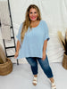 Short Sleeve Light Blue Poncho Like Dolman Sleeve Top - Whiskey Skies - ANDREE BY UNIT