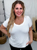 Short Sleeve Scoop Neck Ultra Soft White Top - Whiskey Skies - SEW IN LOVE