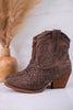 Show Off Western Taupe Ankle Boots - Whiskey Skies - VERY G