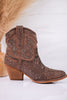 Show Off Western Taupe Ankle Boots - Whiskey Skies - VERY G