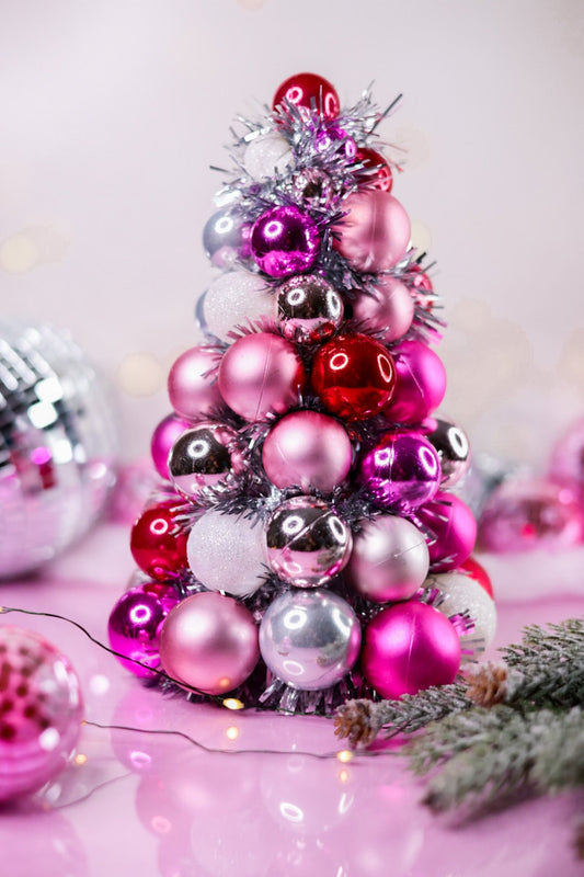 Silver and Pink Ball Ornament Tree - Whiskey Skies - RAZ IMPORTS