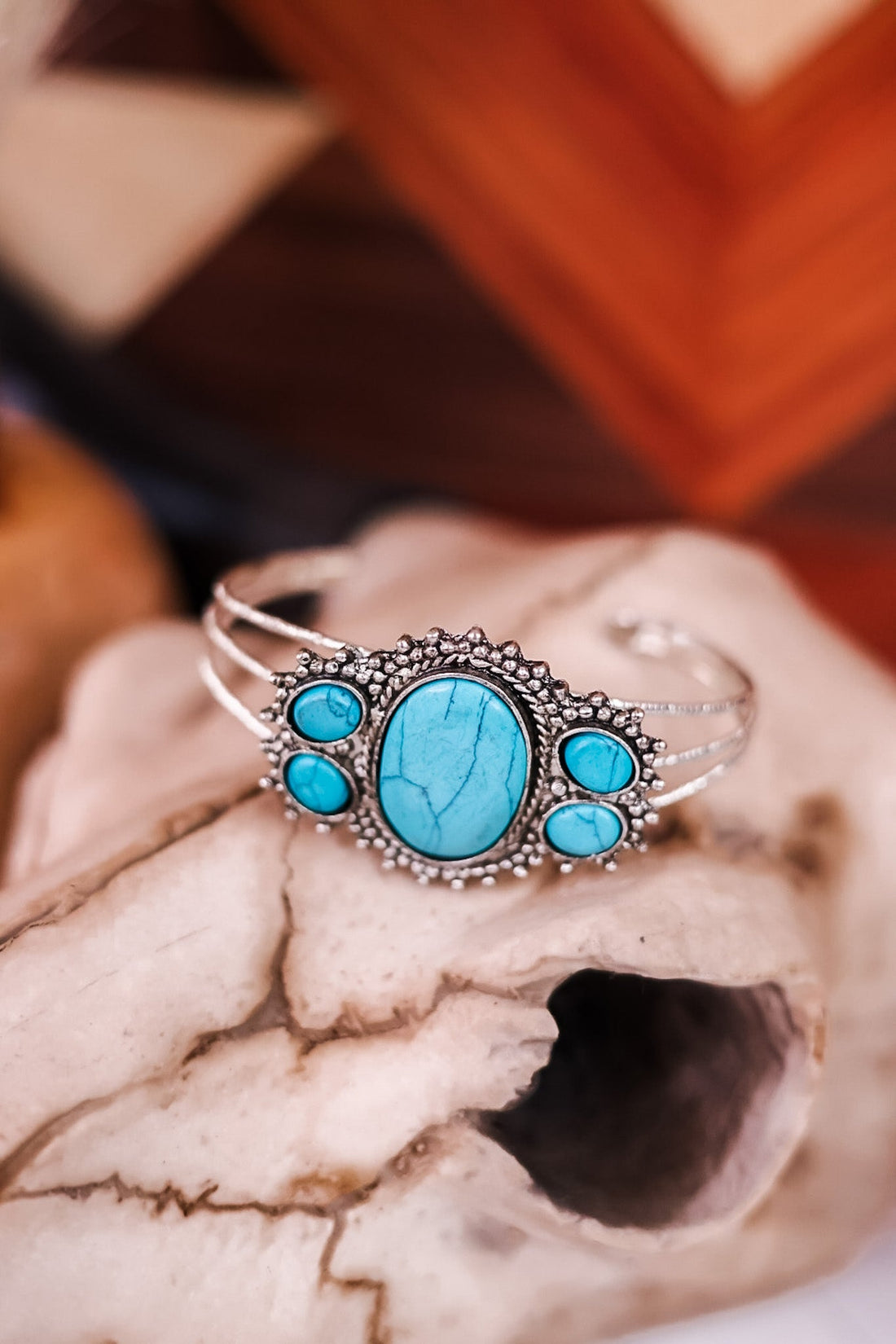 Silver and Turquoise Cuff Bracelet - Whiskey Skies - MYRA BAGS