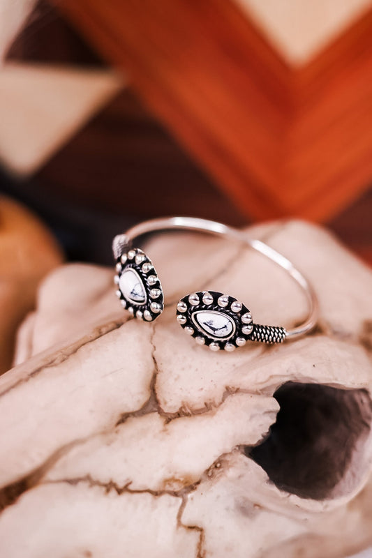 Silver and White Stone Cuff - Whiskey Skies - MYRA BAGS