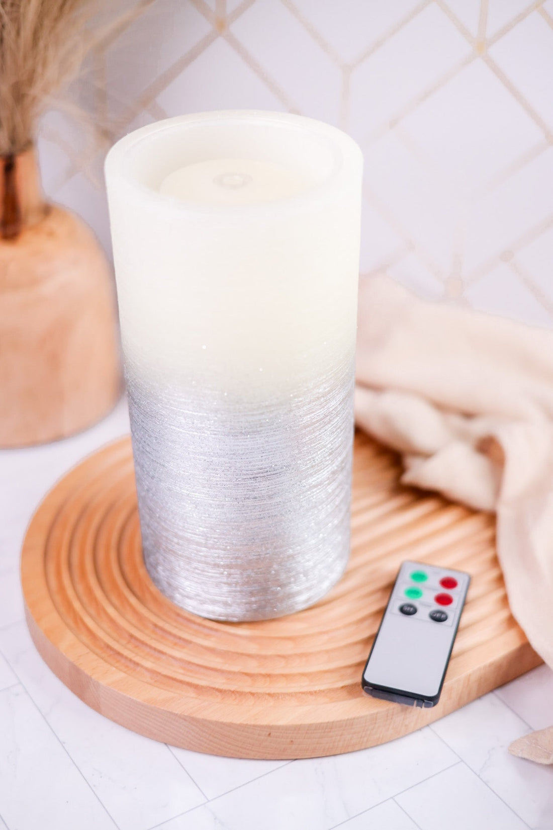 Silver Ombre Water Wick Candle - Whiskey Skies - 180 DEGREES