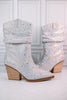 Silver Rhinestone Scrunchy Pull On Boots - Whiskey Skies - VERY G