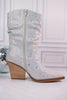 Silver Rhinestone Scrunchy Pull On Boots - Whiskey Skies - VERY G