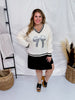 Silver Sequin Bow Long Sleeve Knit Sweater - Whiskey Skies - SOUTHERN GRACE