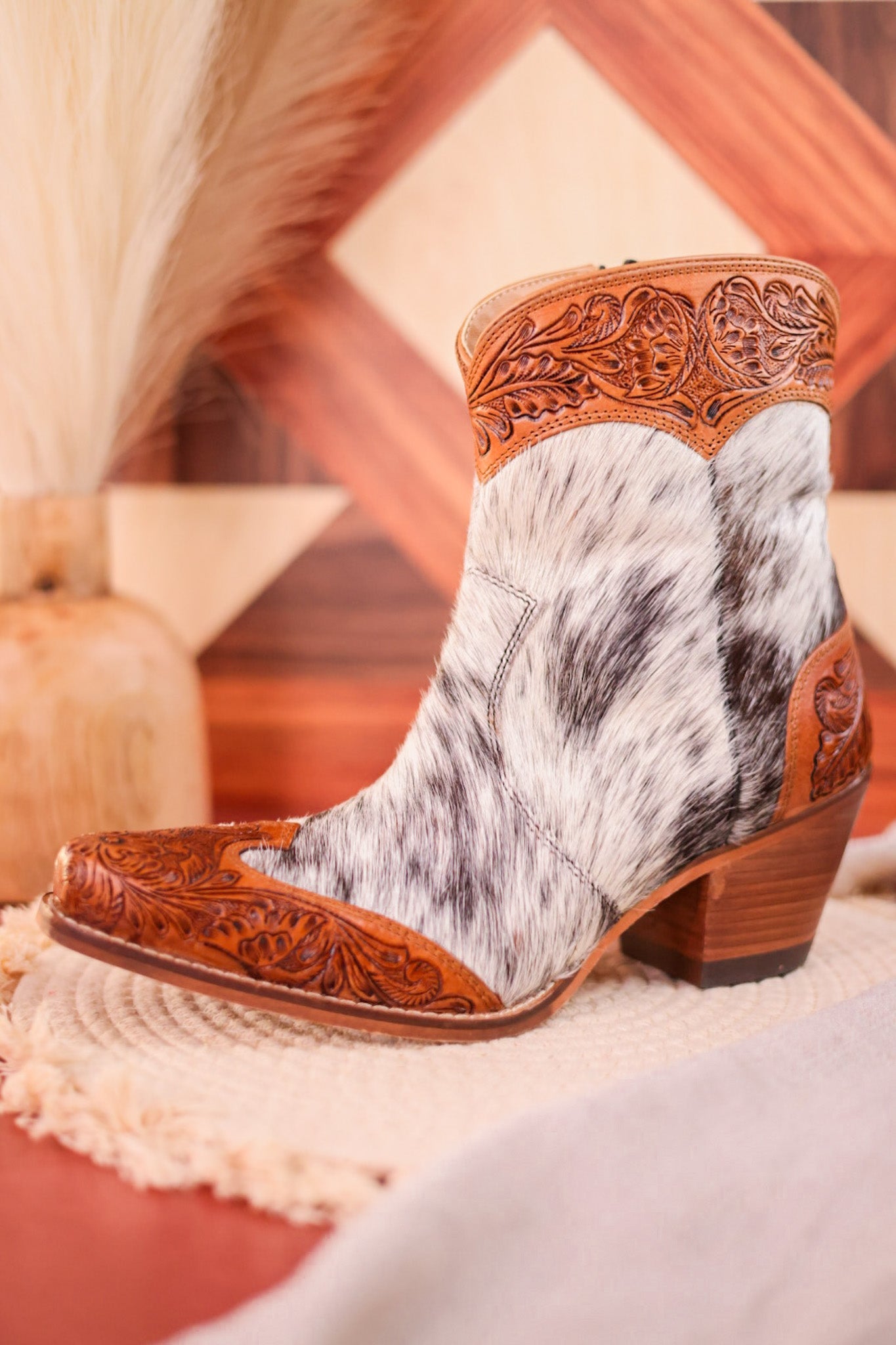 Silverado Hair - On Hide & Hand - Tooled Boots - Whiskey Skies - KHEMCHAND HANDICRAFT