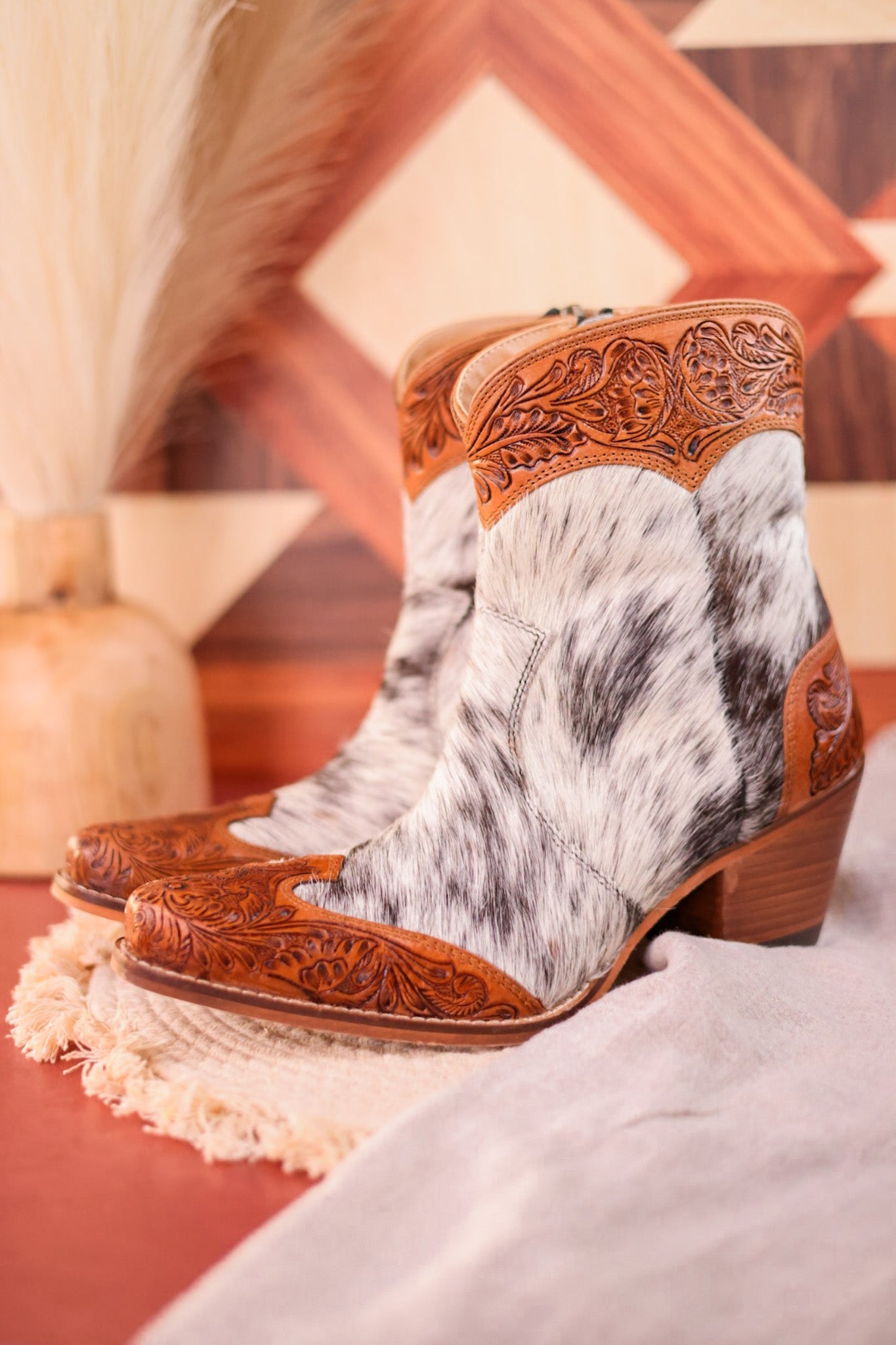 Silverado Hair - On Hide & Hand - Tooled Boots - Whiskey Skies - KHEMCHAND HANDICRAFT