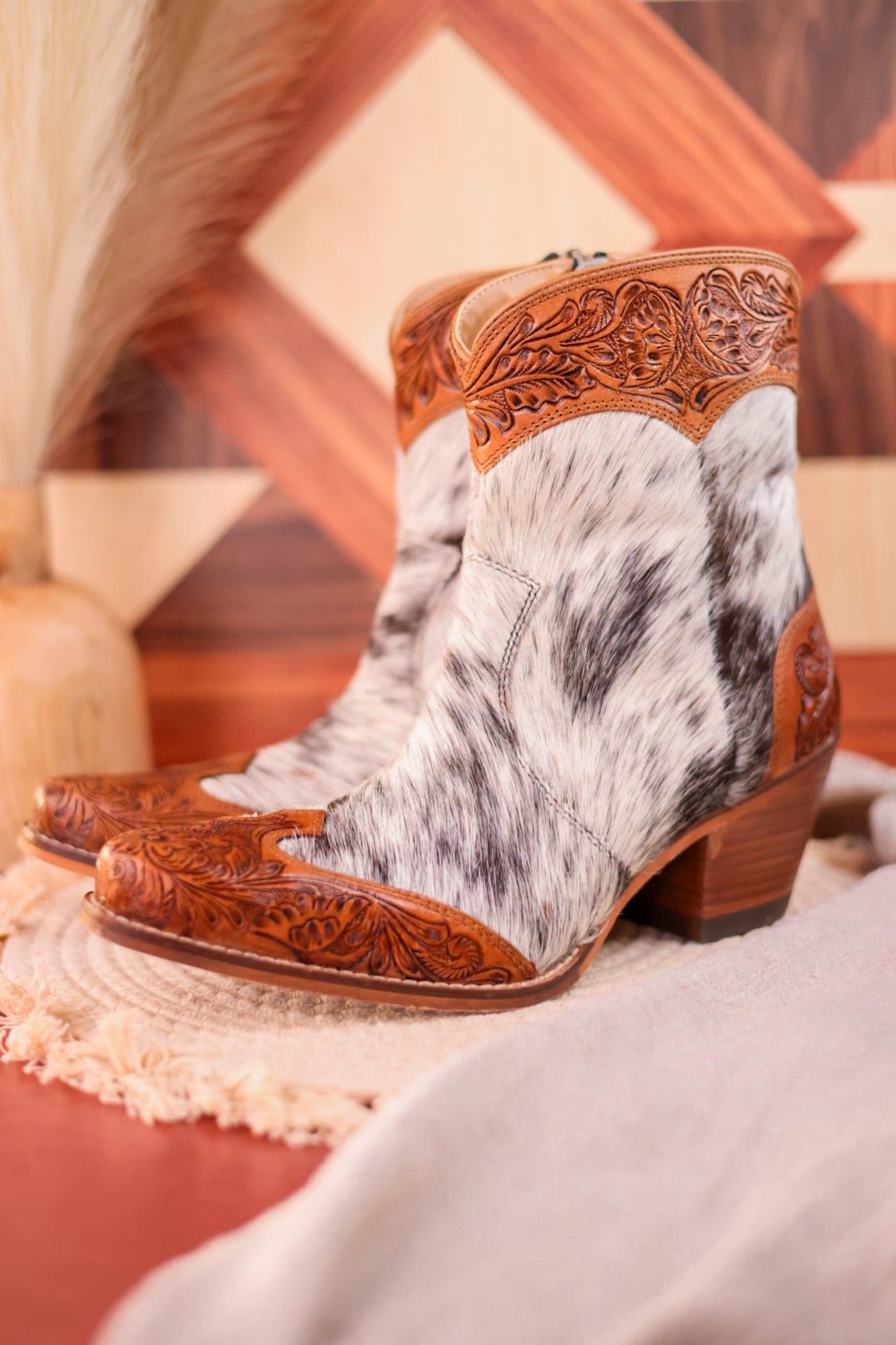 Silverado Hair - On Hide & Hand - Tooled Boots - Whiskey Skies - KHEMCHAND HANDICRAFT