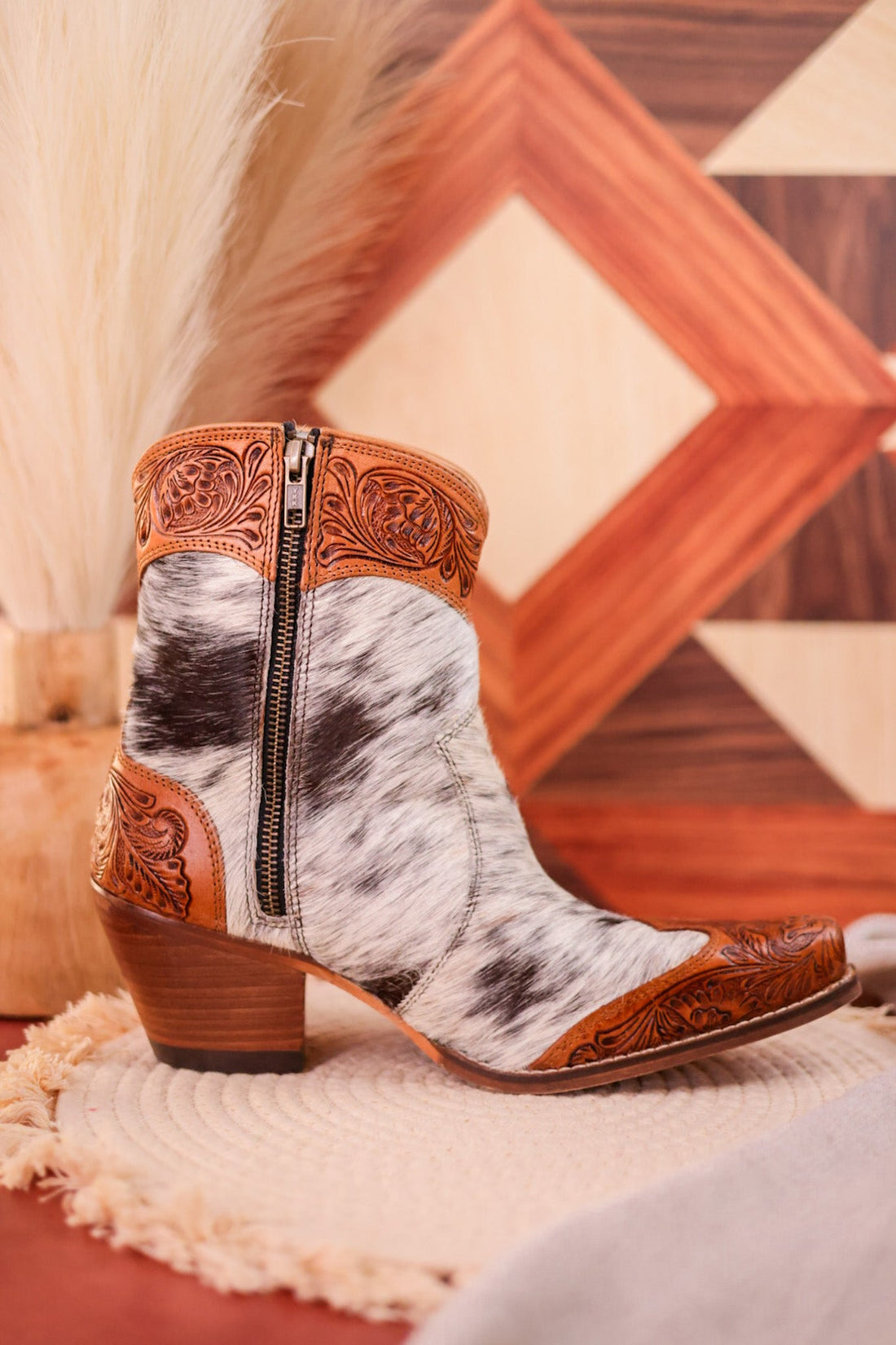 Silverado Hair - On Hide & Hand - Tooled Boots - Whiskey Skies - KHEMCHAND HANDICRAFT