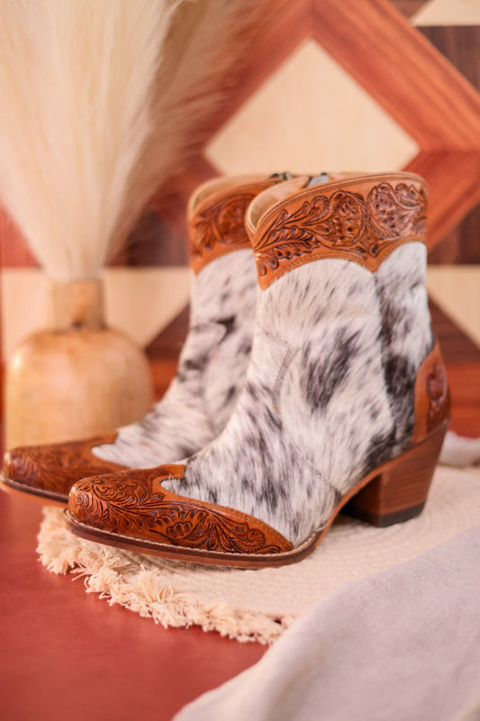 Silverado Hair - On Hide & Hand - Tooled Boots - Whiskey Skies - KHEMCHAND HANDICRAFT