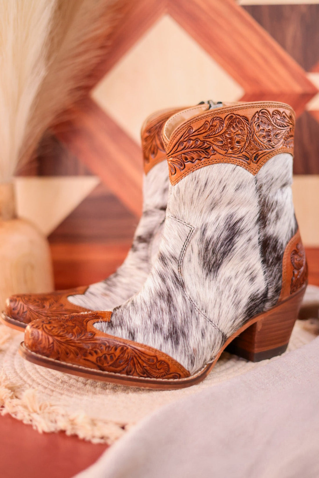 Silverado Hair - On Hide & Hand - Tooled Boots - Whiskey Skies - KHEMCHAND HANDICRAFT