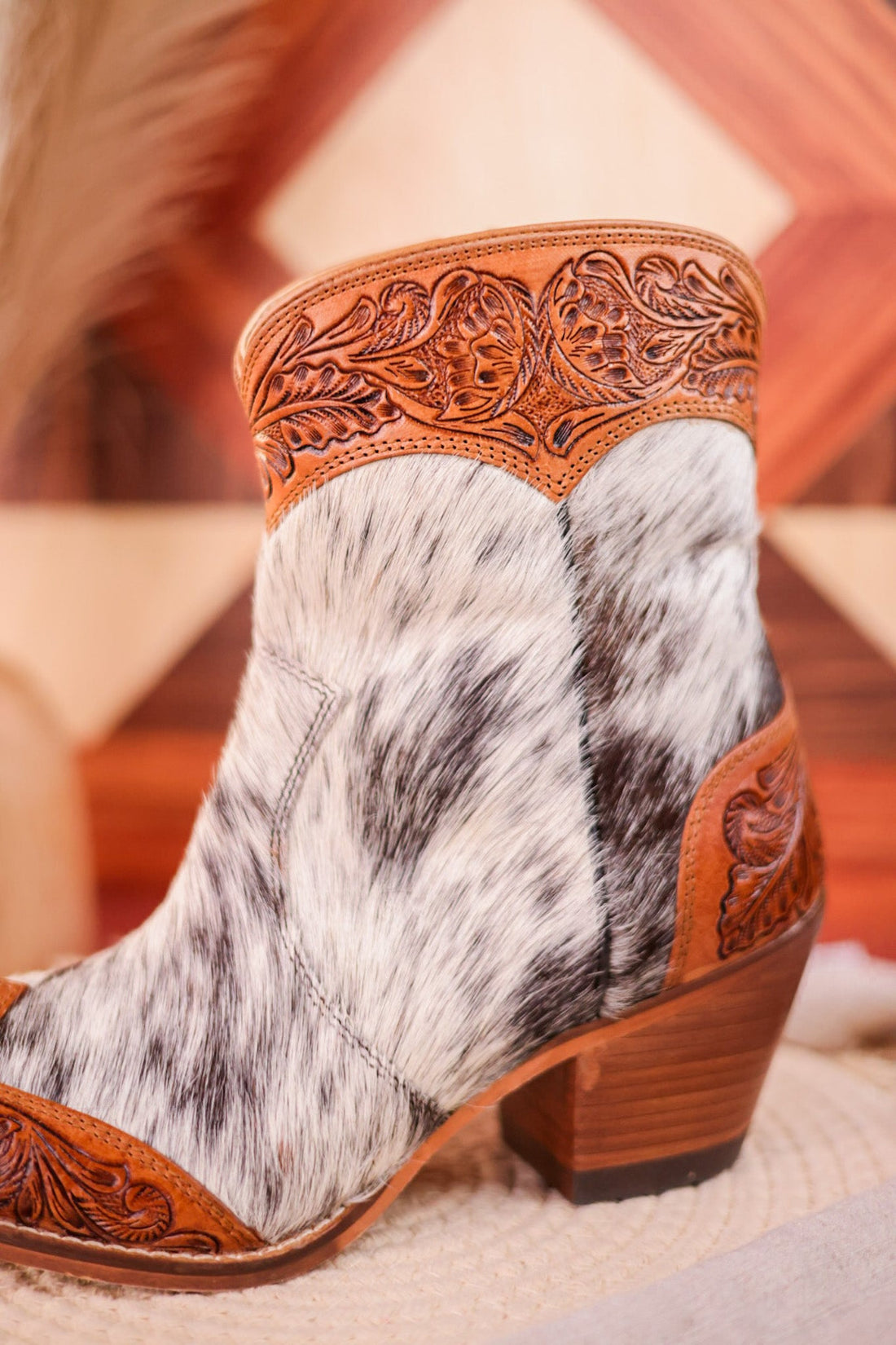 Silverado Hair - On Hide & Hand - Tooled Boots - Whiskey Skies - KHEMCHAND HANDICRAFT