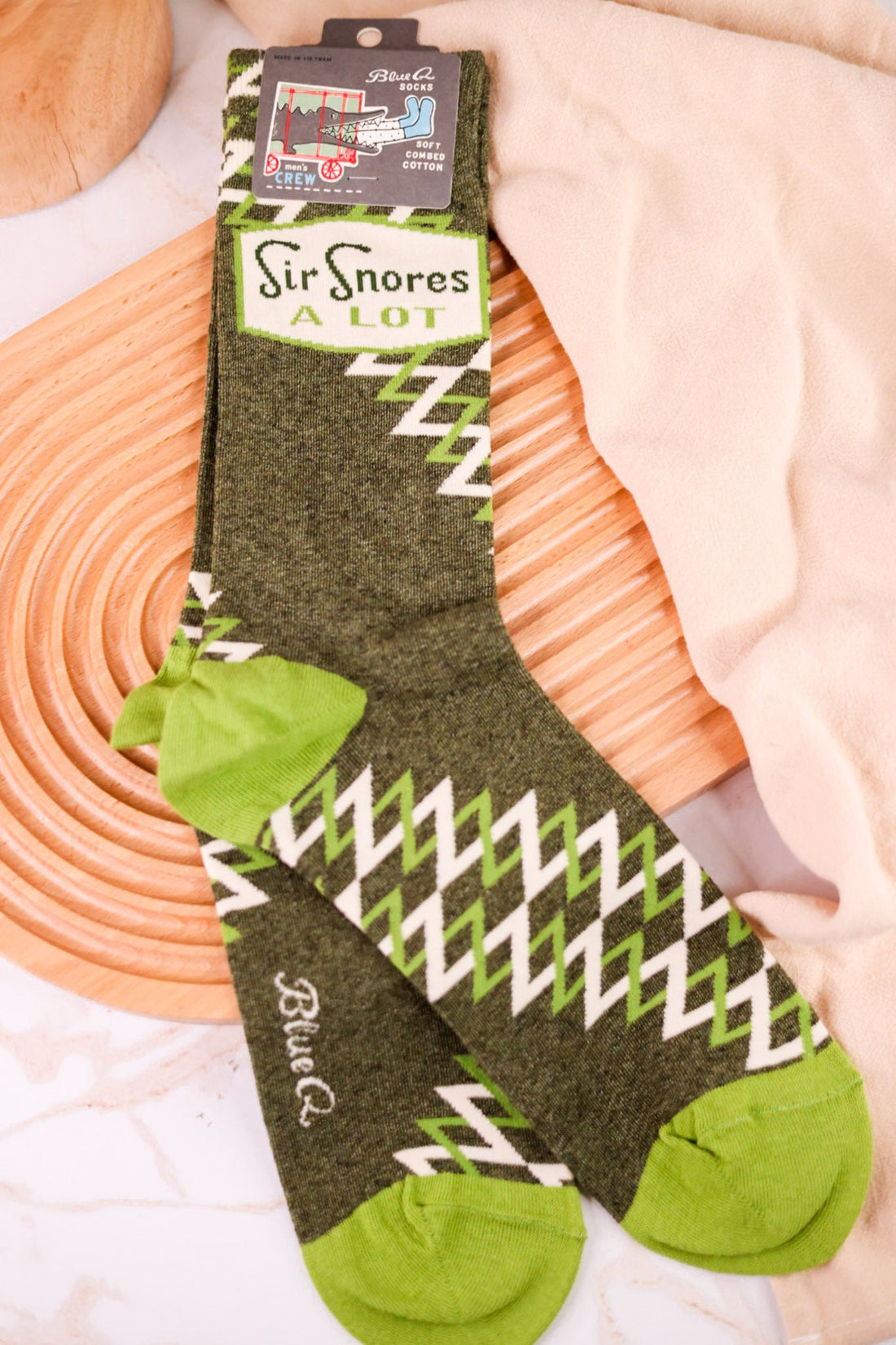 Sir Snores A Lot Men's Crew Socks - Whiskey Skies - BLUE Q