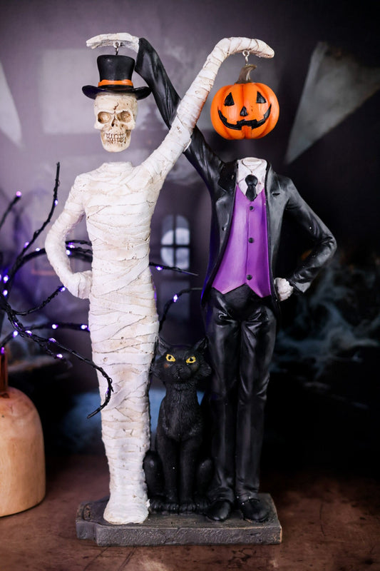 Skeleton and Mummy Hanging Head Resin Figurine - Whiskey Skies - TRANSPAC