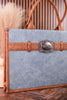 Slate Blue Vegan Leather Large Tote With Wrangler Belt Buckle - Whiskey Skies - MONTANA WEST