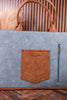 Slate Blue Vegan Leather Large Tote With Wrangler Belt Buckle - Whiskey Skies - MONTANA WEST