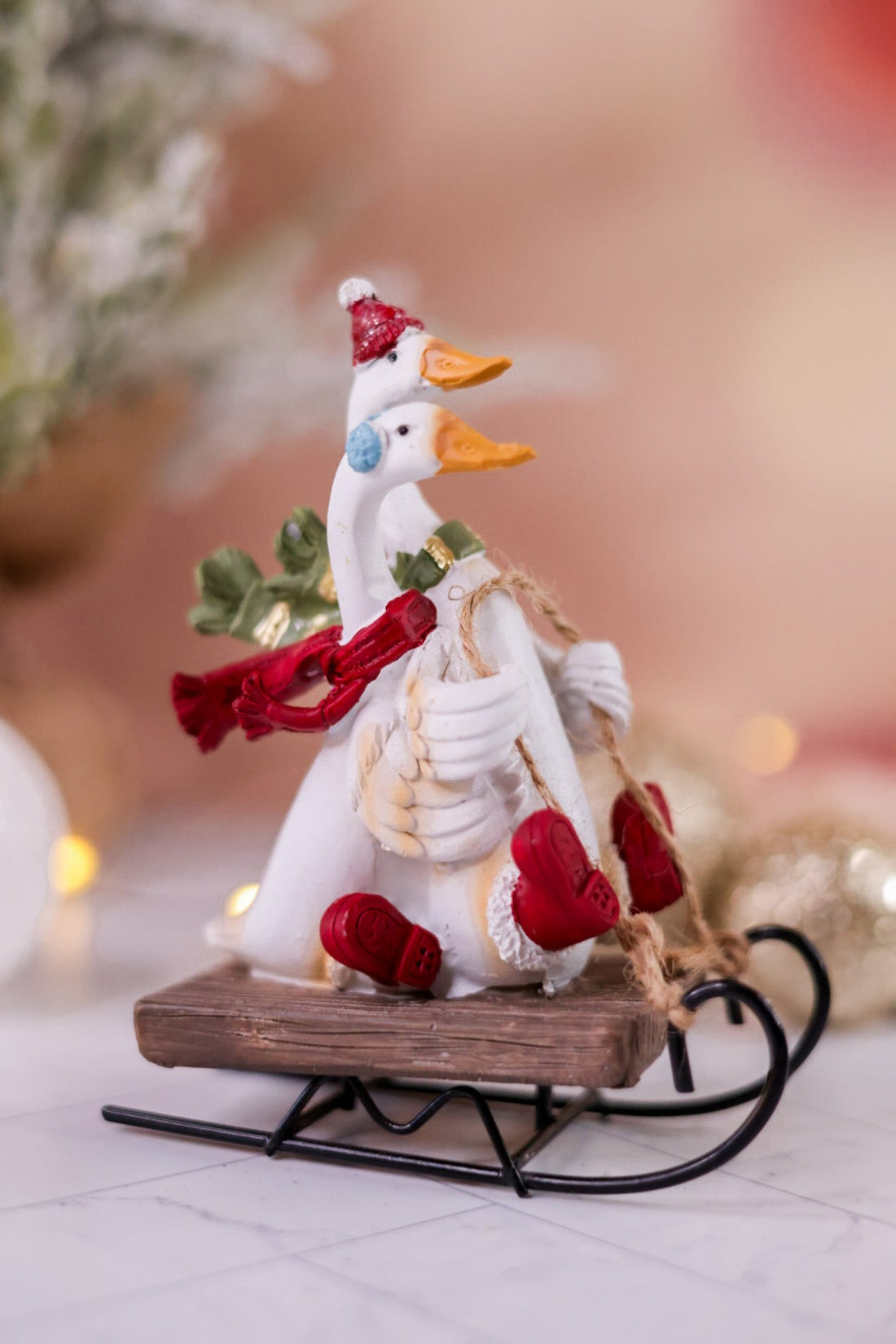 Sledding Christmas Geese Ornament - Whiskey Skies - MELROSE INTL