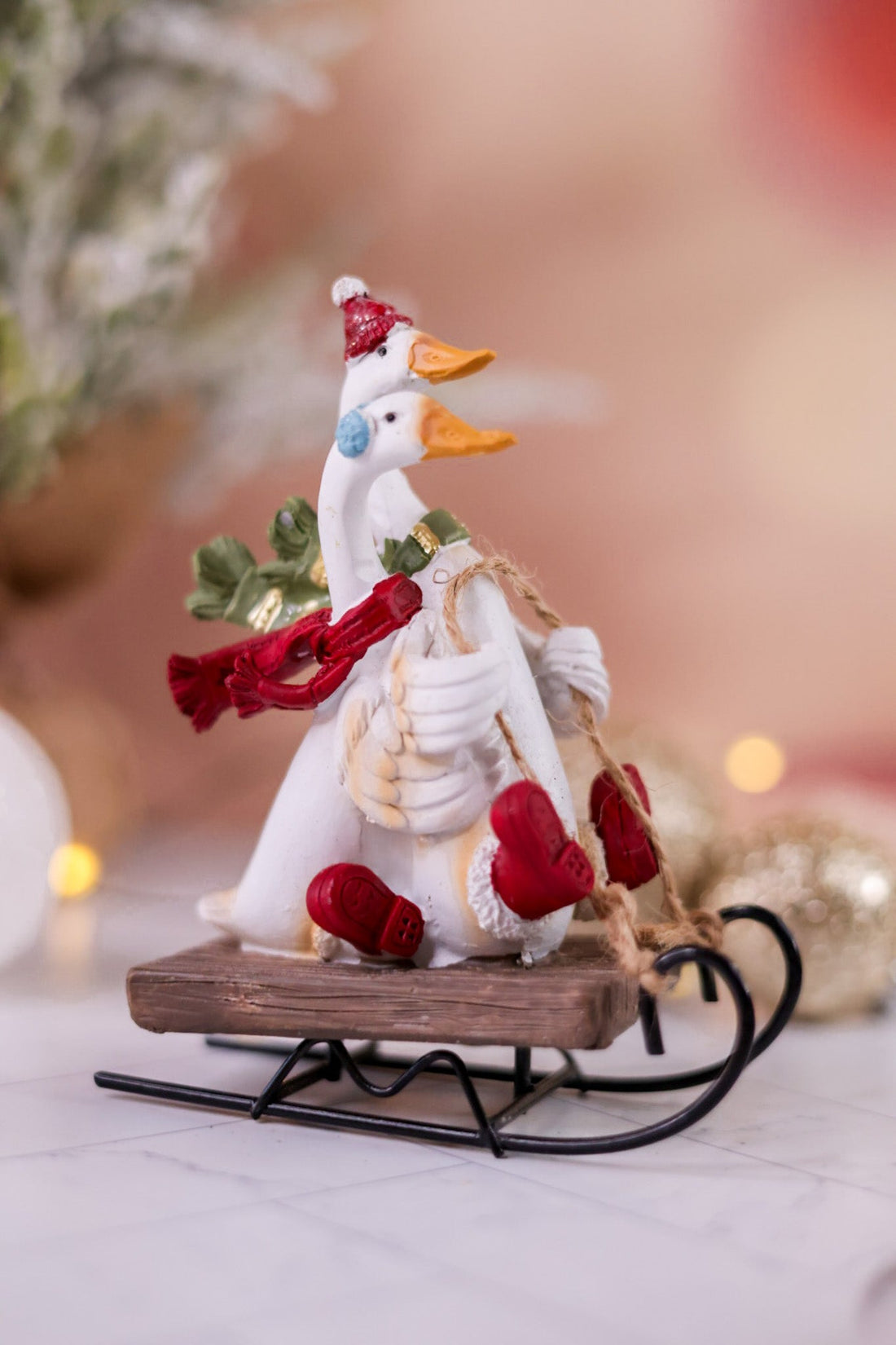 Sledding Christmas Geese Ornament - Whiskey Skies - MELROSE INTL