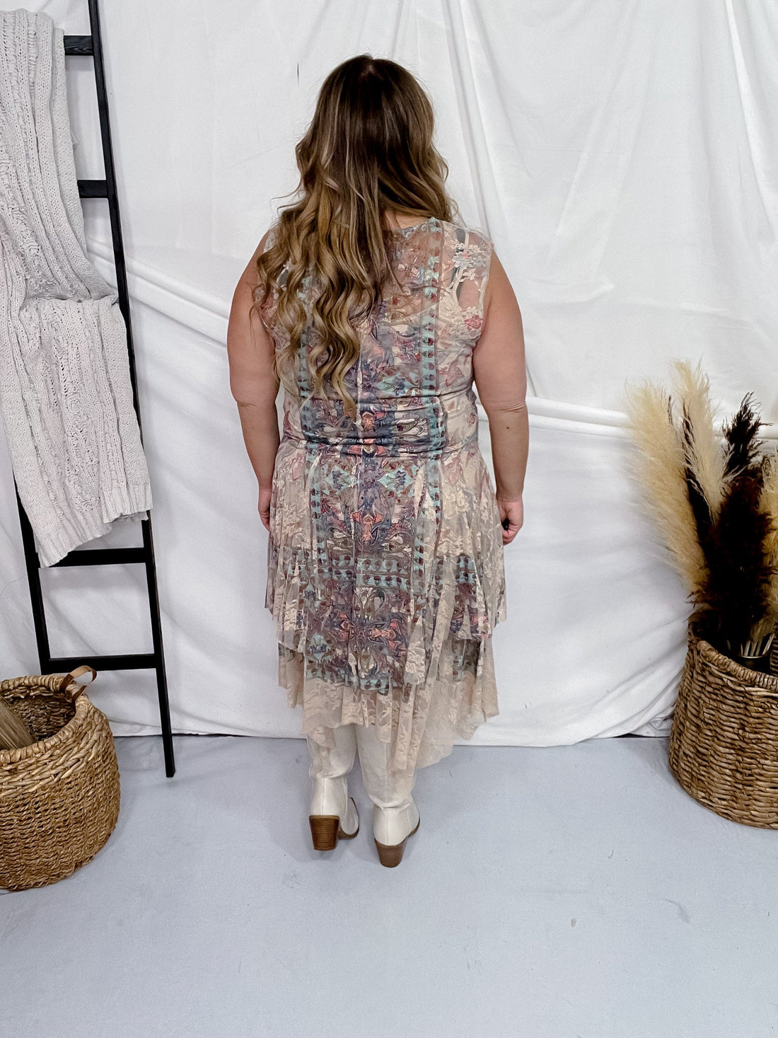 Sleeveless Boho Lace Dress - Whiskey Skies - ORIGAMI APPAREL