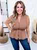 Sleeveless Zipper Front Peplum Top In Mocha - Whiskey Skies - HEIMISH