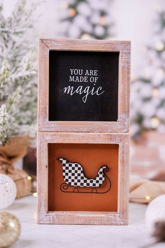 Sleigh/Magic Reversible Sign in Wooden Frame - Whiskey Skies - ADAMS & CO