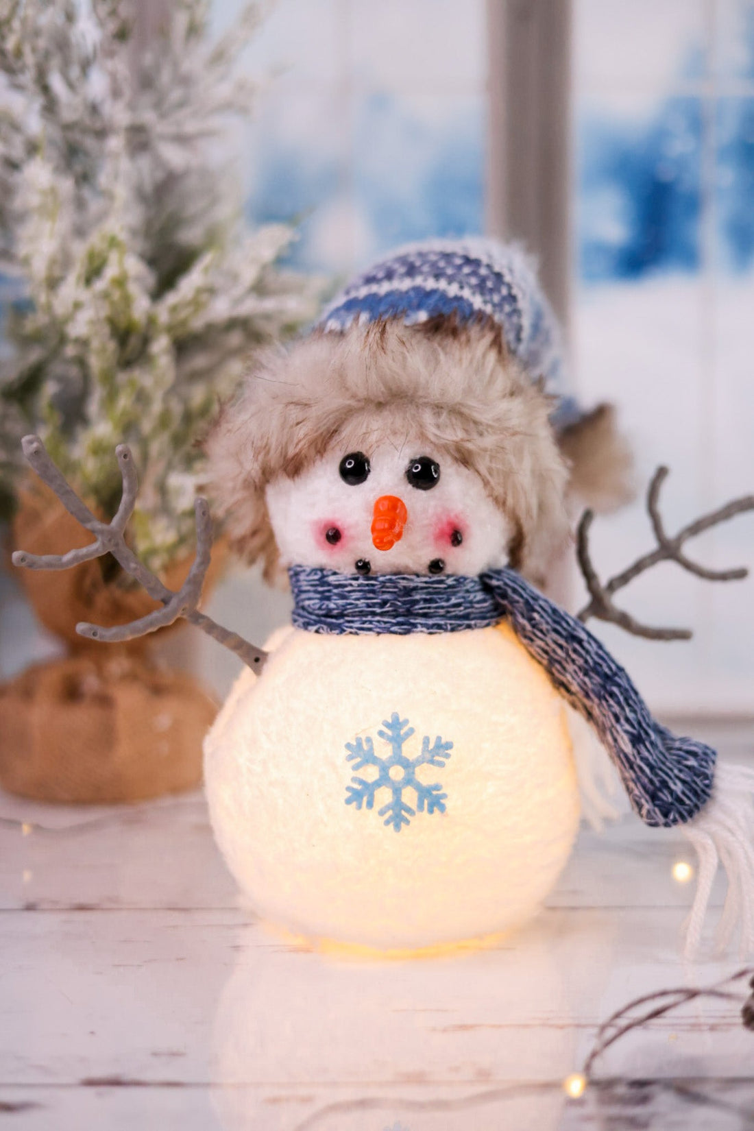 Small Glowing Plush Snowman - Whiskey Skies - SPECIAL T IMPORTS INC