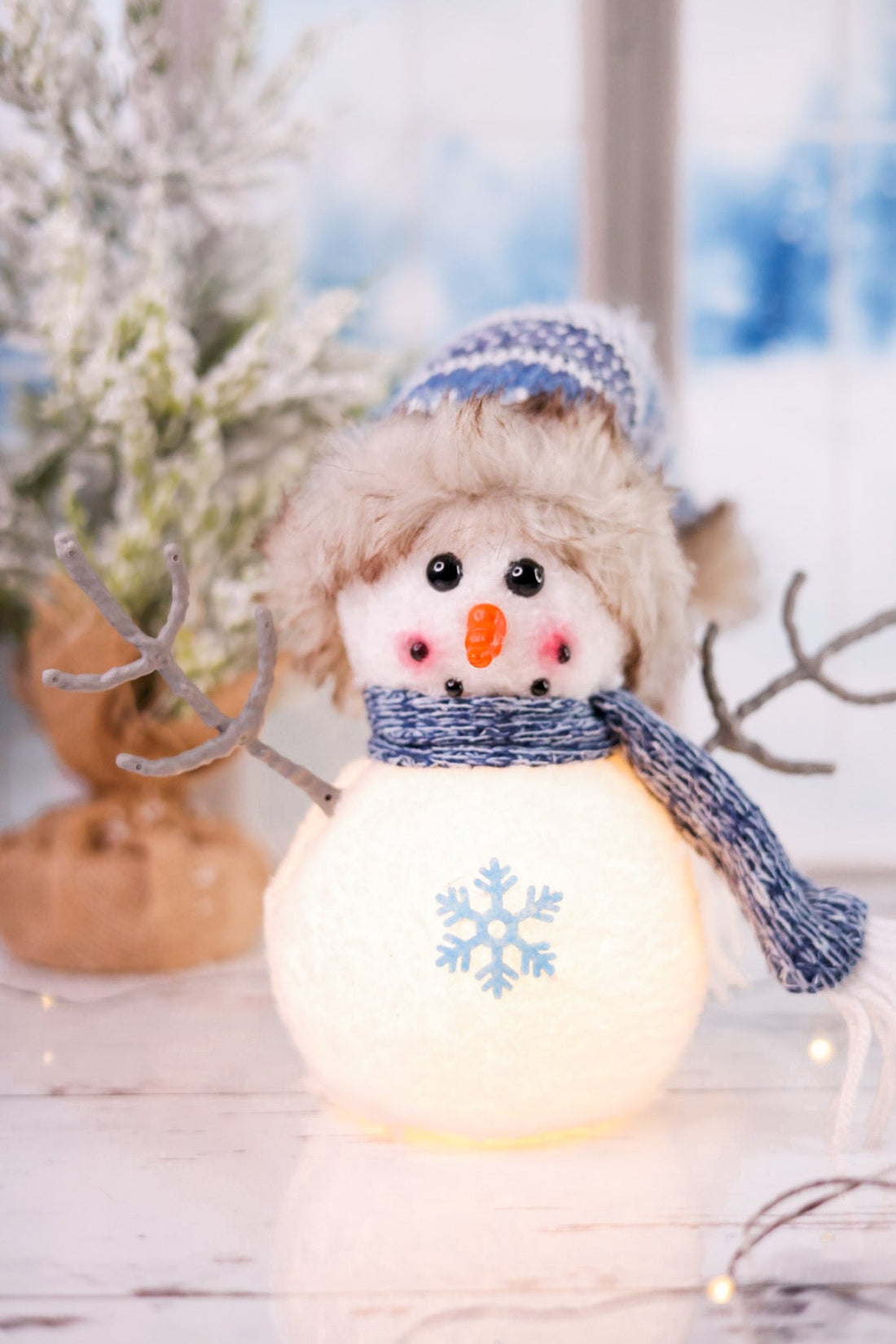 Small Glowing Plush Snowman - Whiskey Skies - SPECIAL T IMPORTS INC