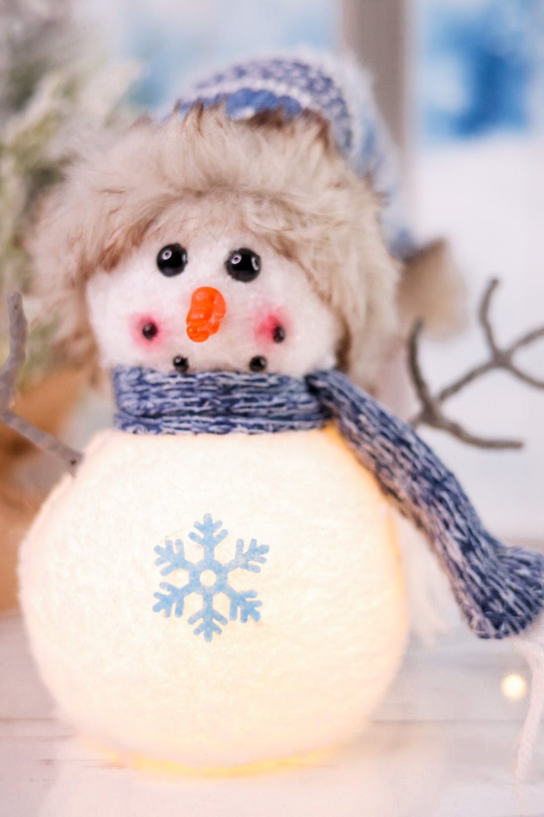 Small Glowing Plush Snowman - Whiskey Skies - SPECIAL T IMPORTS INC