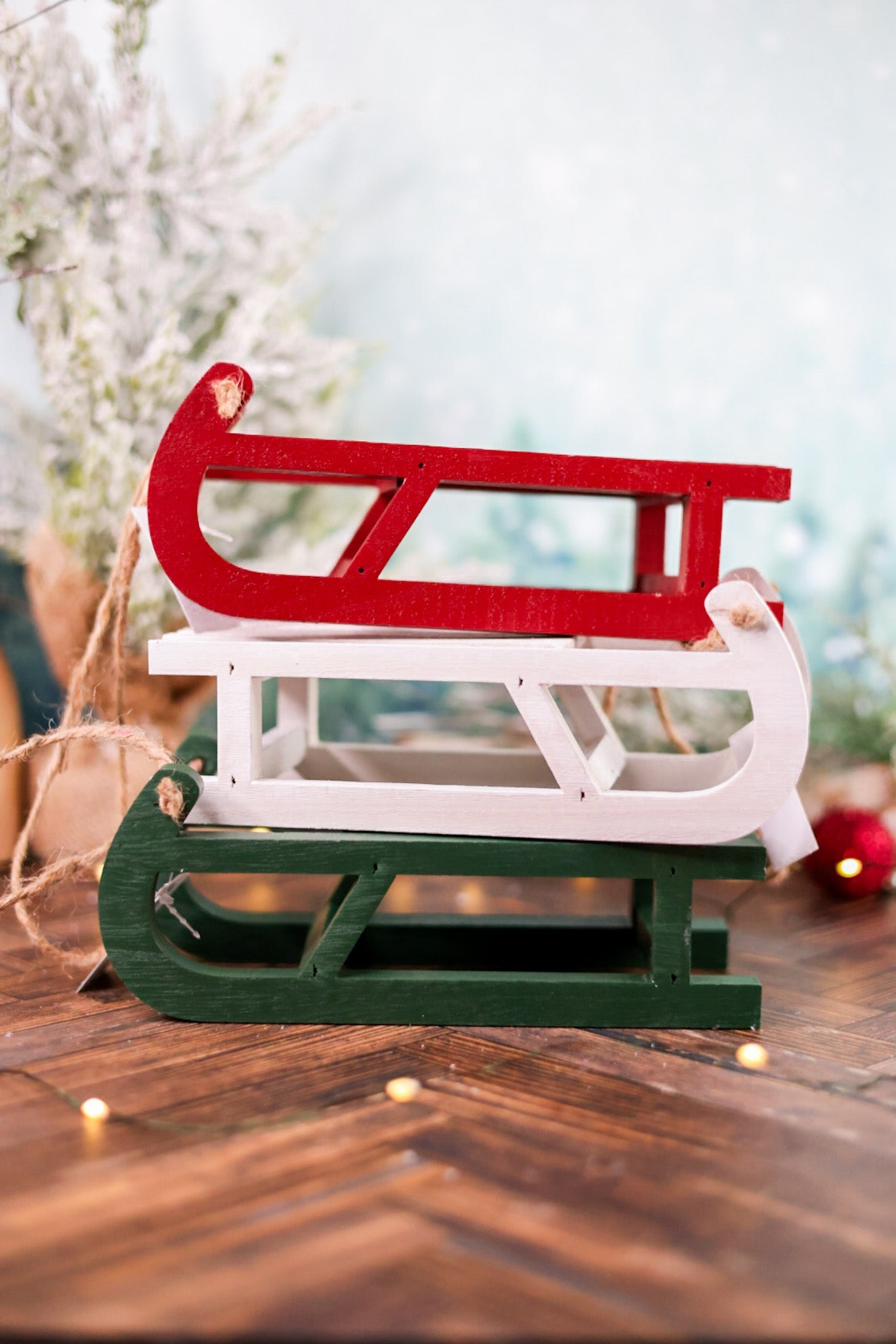 Small Hanging Wood Sled Decor (Three Colors) - Whiskey Skies - SPECIAL T IMPORTS INC